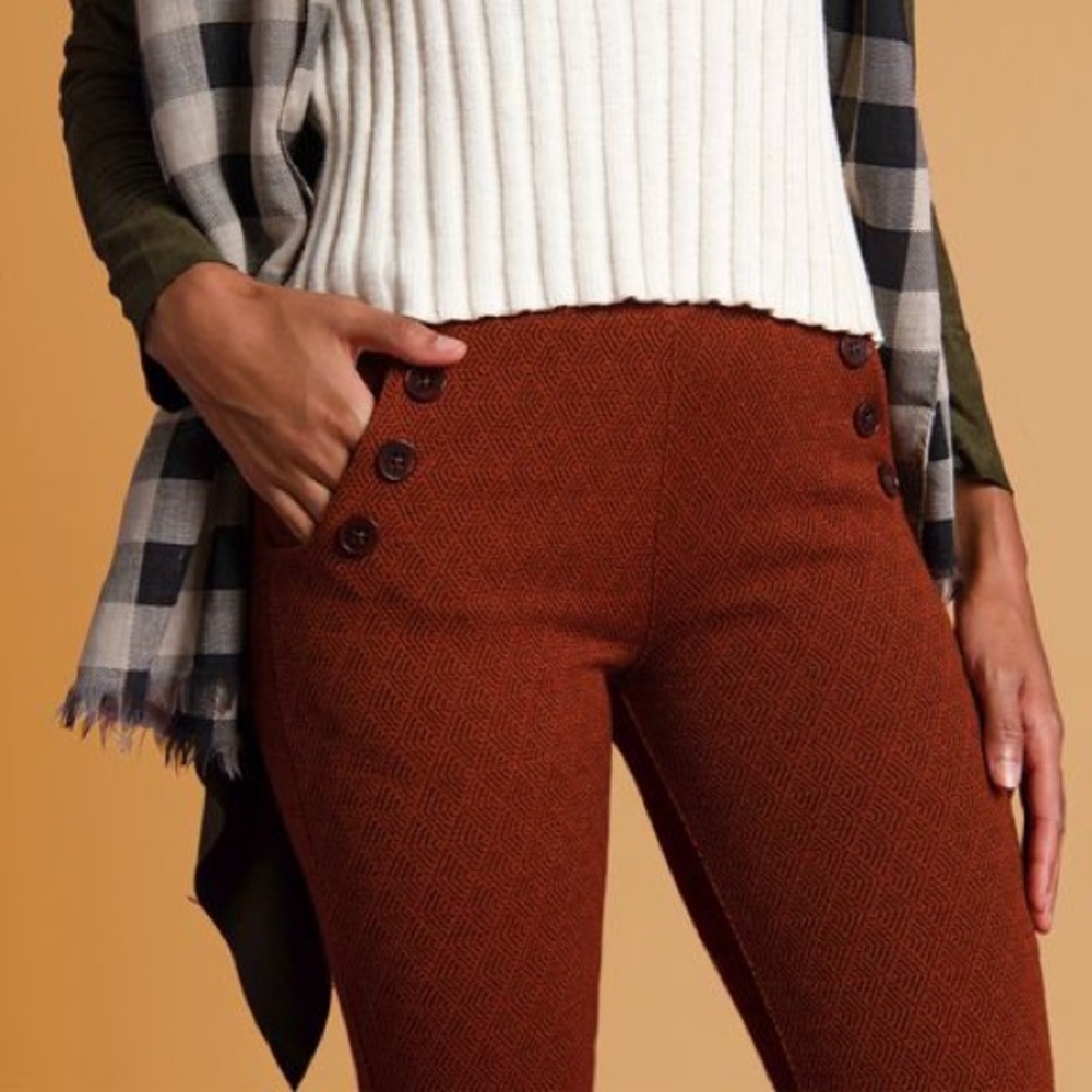 BETABRAND Dress Pant Yoga Pants Brick Color Large